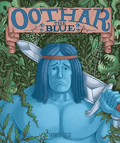 Blue-skinned man with sword, illustrated cover for the graphic novel "Oothar.