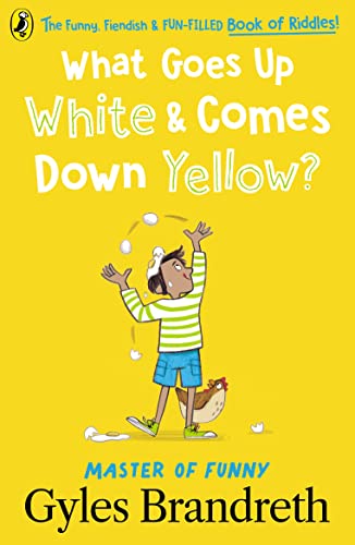 Yellow book cover with illustration of a child catching an egg.