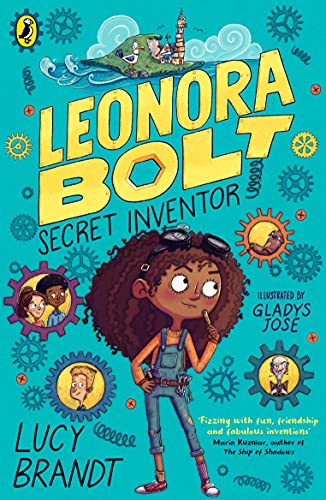 Book cover: girl with curly hair, gears, and a fantastical flying machine.