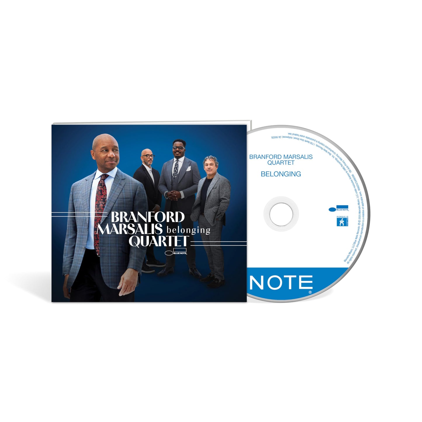 CD case for Branford Marsalis Quartet’s “Belonging” featuring a group portrait.