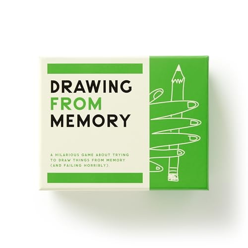 Drawing From Memory" game box with green accents and pencil illustration.