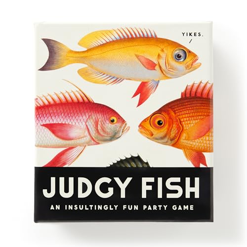 Box for “Judgy Fish” game featuring illustrated fish with critical expressions.