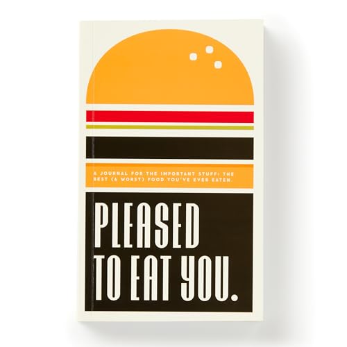 Food journal cover with a burger illustration and bold white text.