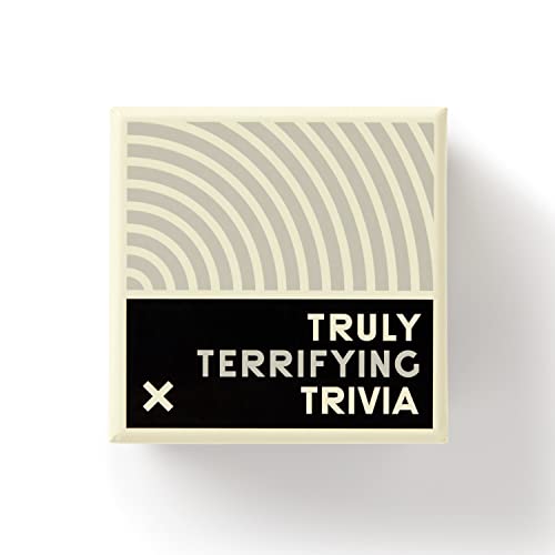 Square box with abstract stripes and text: "Truly Terrifying Trivia".
