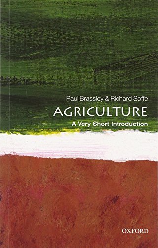 Book cover: "Agriculture: A Very Short Introduction" with green and red brushstrokes.