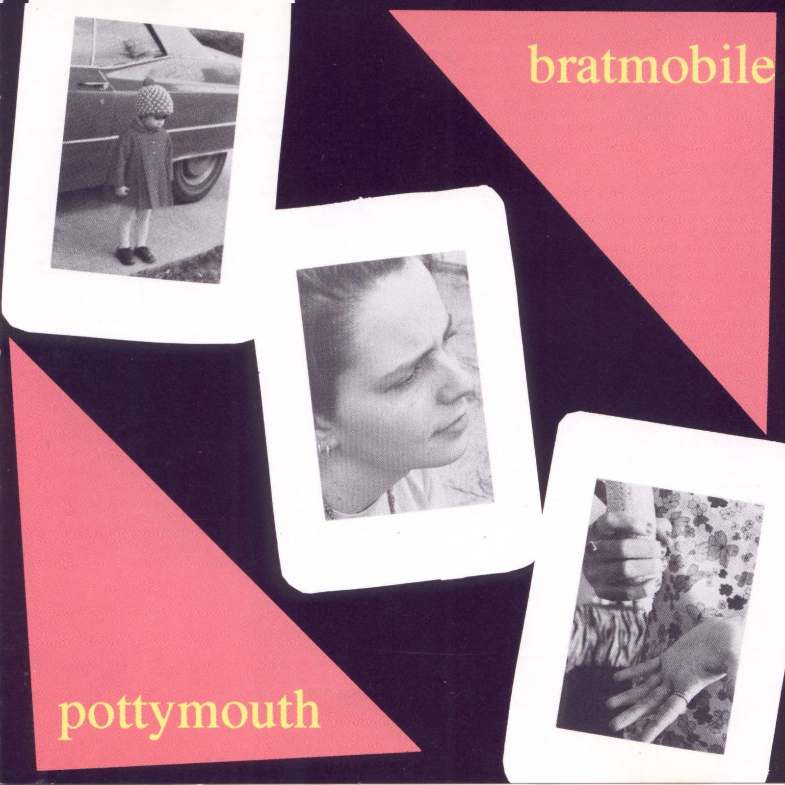 Bratmobile’s “Pottymouth” vinyl album cover with black, pink, and photo inserts.