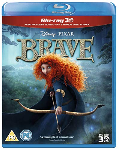 Merida with her bow on the Brave 3D Blu-ray cover art.