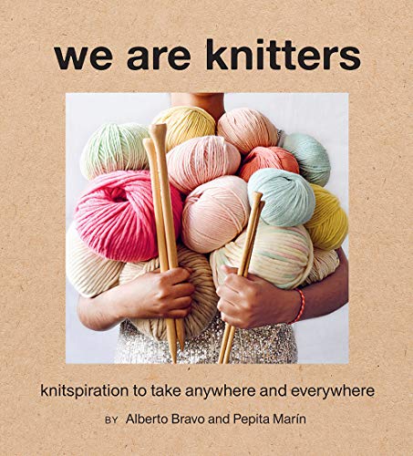 Book cover with person holding colorful yarn balls and knitting needles.
