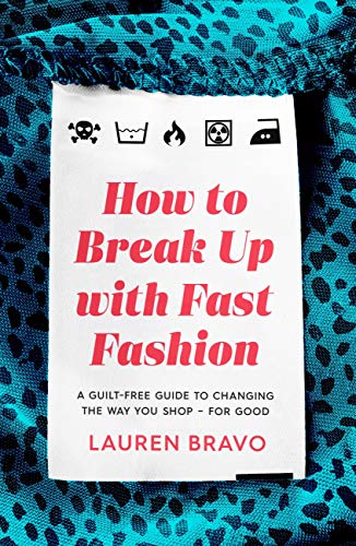 Book cover with red title "How to Break Up with Fast Fashion" and laundry symbols.