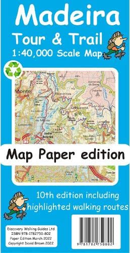 Madeira Tour and Trail paper map cover with a 1:40,000 scale and walking routes.