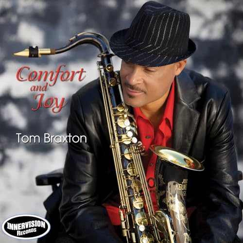 Tom Braxton portrait with saxophone, album cover for "Comfort and Joy".