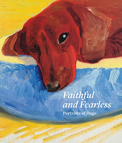 Painted portrait of a red dachshund lying on a blue blanket.