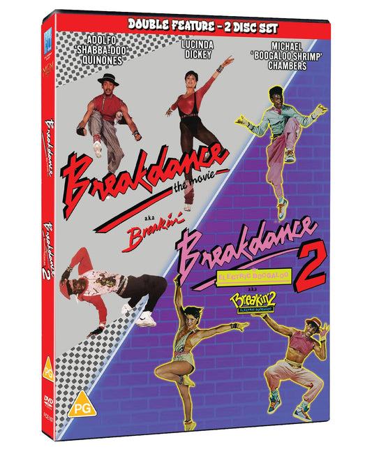 DVD cover for "Breakdance" and "Breakdance 2" featuring dancers in motion.