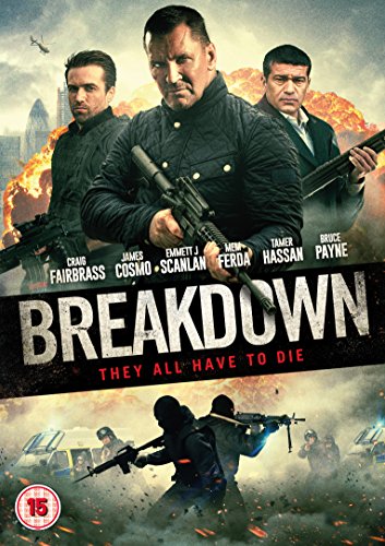 DVD cover for "Breakdown" featuring three men with weapons and explosions.