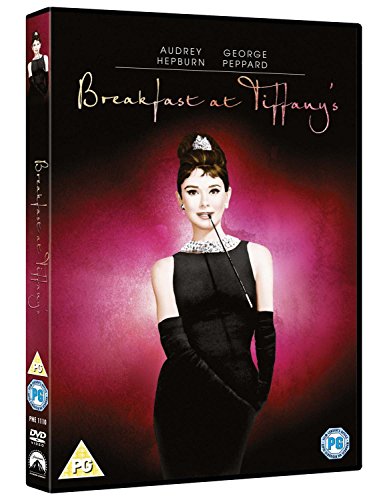 DVD cover of Breakfast at Tiffany's featuring Audrey Hepburn in a black dress.