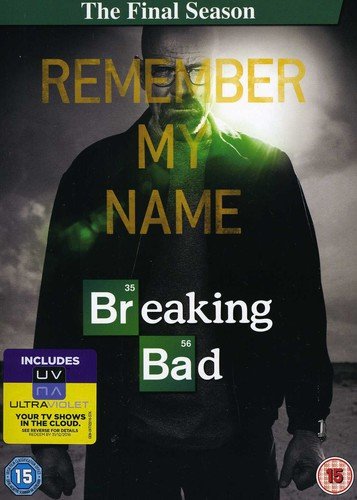 "Breaking Bad - The Final Season DVD cover featuring a man in a black shirt."