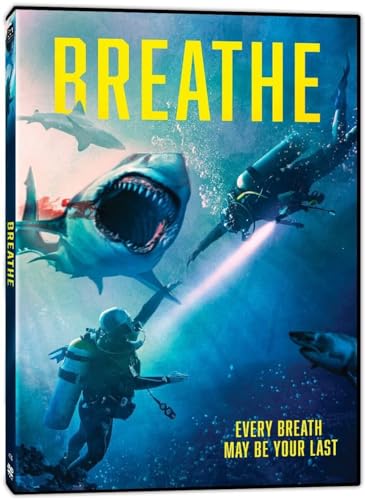 DVD cover for "Breathe" depicting divers and a large shark underwater.