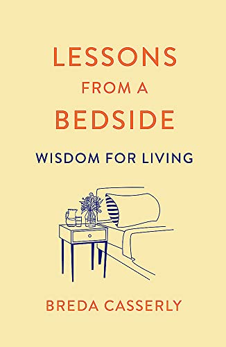 Book cover: "Lessons from a Bedside" with bedside table illustration.