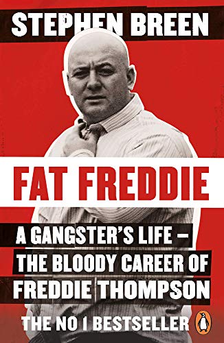 Book cover featuring a portrait of bald gangster Freddie Thompson in grayscale.