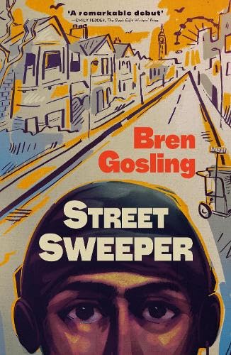 Book cover: illustrated street scene with a close-up of a person’s face.