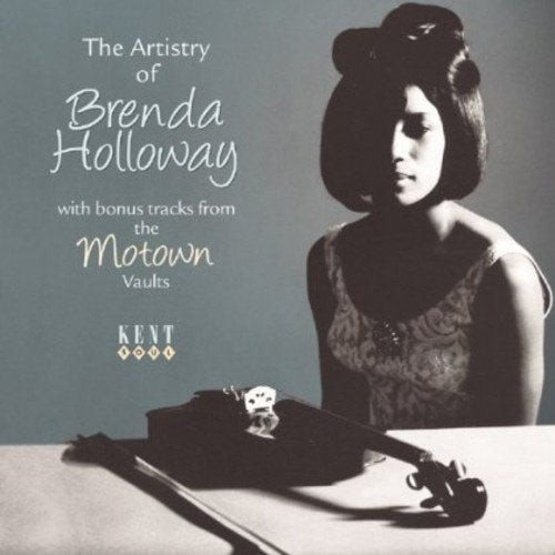 "CD cover with a woman and violin case, titled 'The Artistry of Brenda Holloway'."