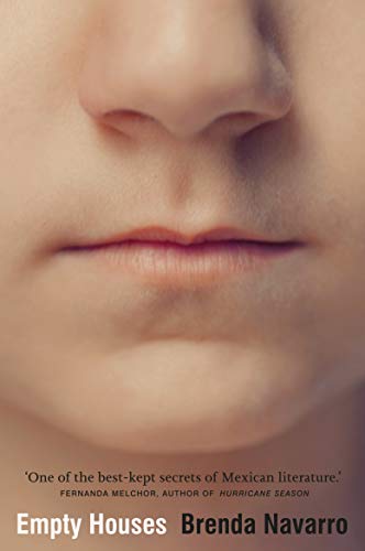 Close-up of a person’s mouth with book title “Empty Houses” below.