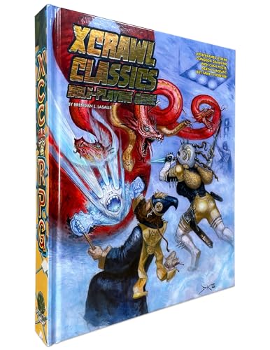 Xcrawl Classics Core Rulebook cover with fantasy illustration of adventurers.