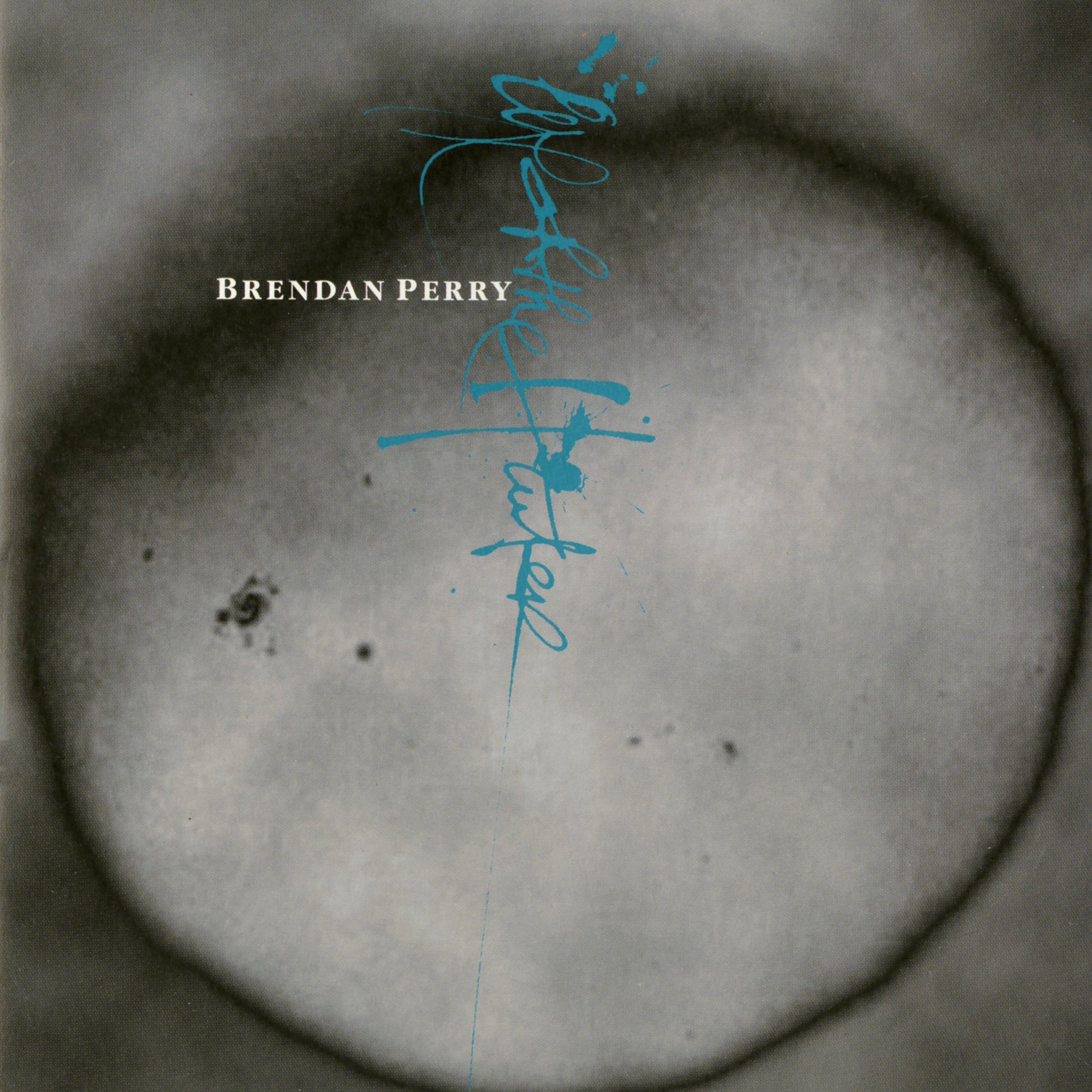 CD cover for Brendan Perry’s “Eye of the Hunter” with abstract blue script.