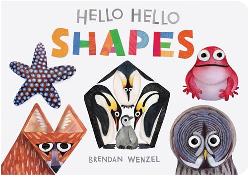 Book cover featuring colorful animal shapes: fox, penguins, frog, owl, starfish.