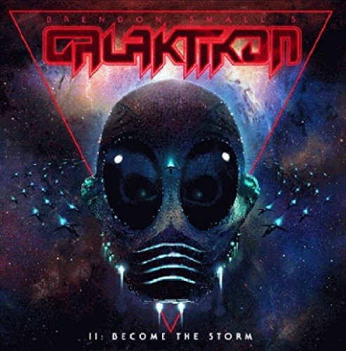 Vinyl album cover featuring a robotic skull in space with red title.