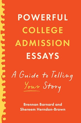 Orange book cover with title "Powerful College Admission Essays" and authors’ names.