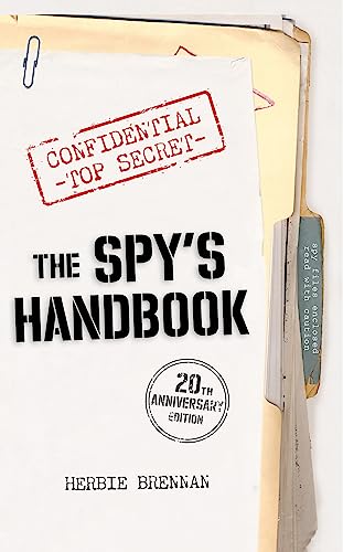 Book cover: "The Spy's Handbook" with "CONFIDENTIAL" stamp and folder corner.