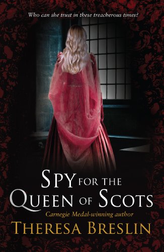 Book cover: woman in red gown seen from behind, dark floral background.