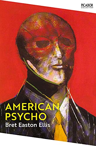 Book cover of American Psycho featuring a stylized portrait of a man on red.