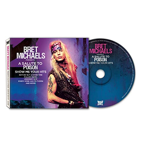 CD case featuring Bret Michaels and a compact disc, album titled "A Salute to Poison.