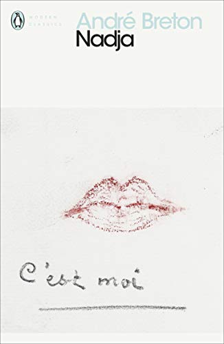 Book cover for Nadja by André Breton featuring a red lipstick kiss and handwritten text.