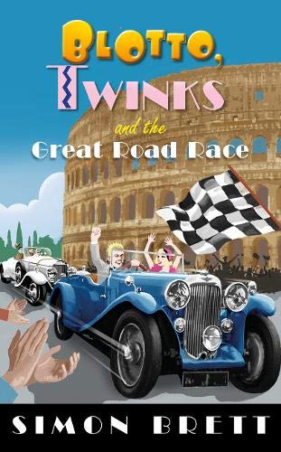 Book cover: vintage cars racing with the Colosseum in the background.