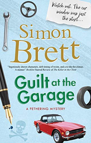Book cover: “Guilt at the Garage” with car, tools, and skull imagery.