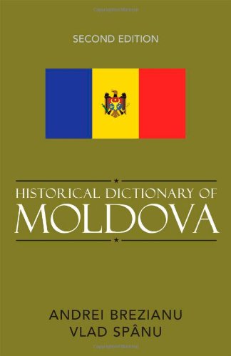 Book cover: "Historical Dictionary of Moldova" with the country’s flag.