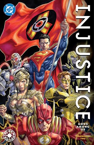 Comic book cover featuring Superman and other DC superheroes in action.