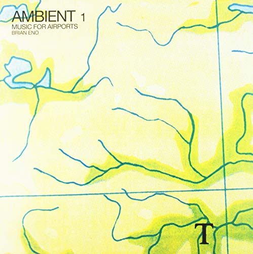 Album cover for Brian Eno's Ambient 1 featuring an abstract yellow and blue map.
