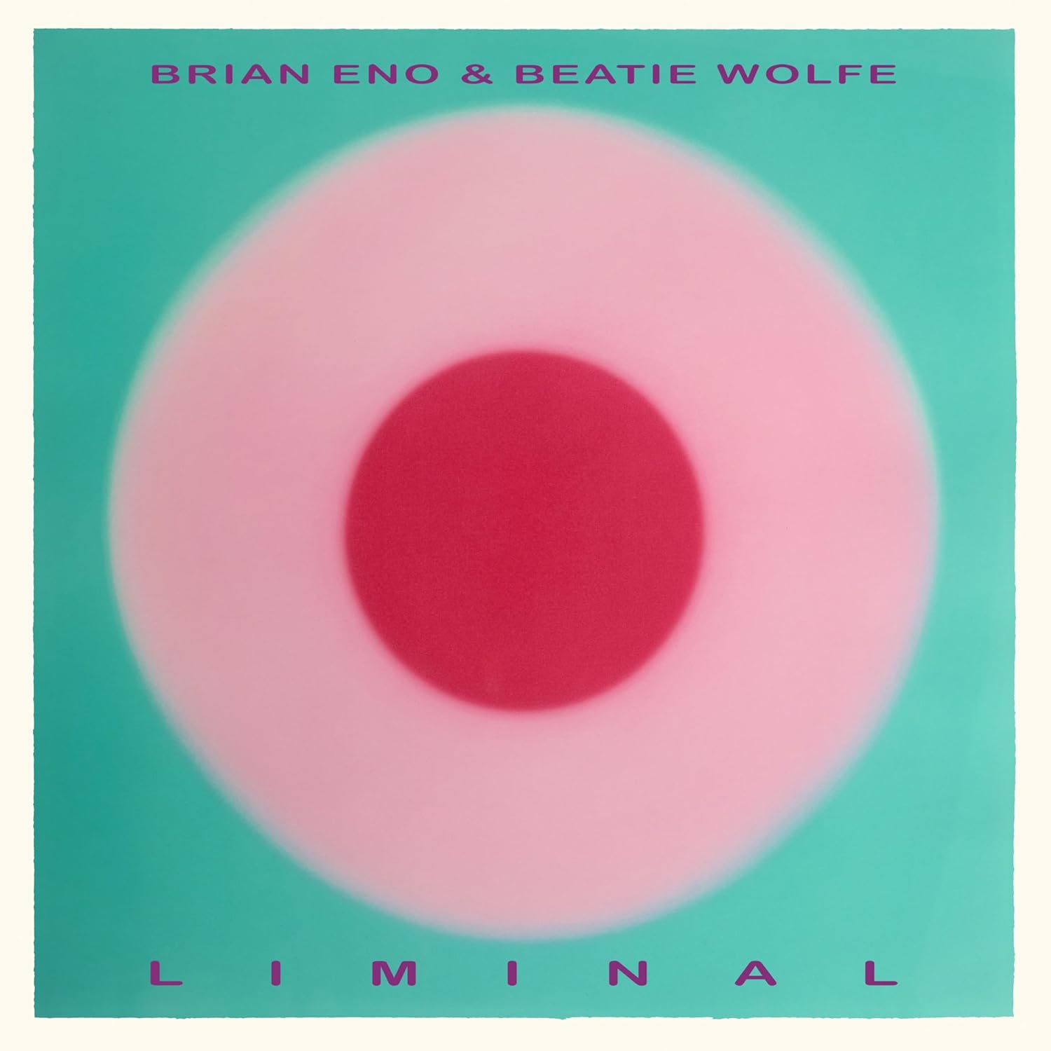 Album cover with a red and pink blurred circle on a teal background.