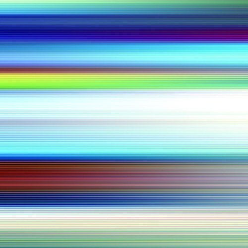 Abstract background of horizontal lines in varying shades of blue, green, and red.