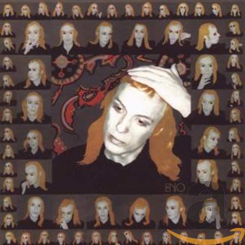 Brian Eno album cover featuring a large central portrait surrounded by a grid of thumbnails.