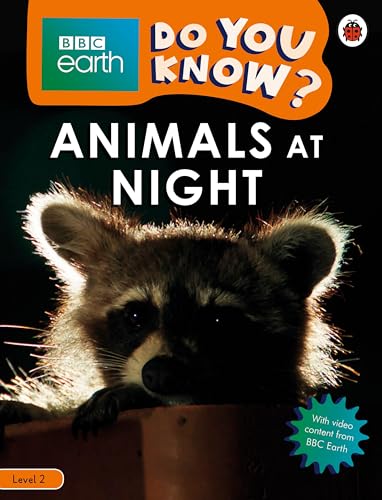 Book cover featuring a raccoon, titled "Animals at Night" with BBC Earth logo.