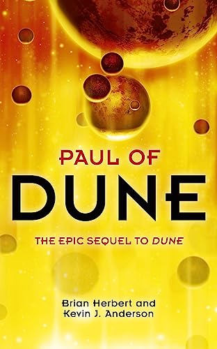 Book cover for “Paul of Dune” with planets and bold text.