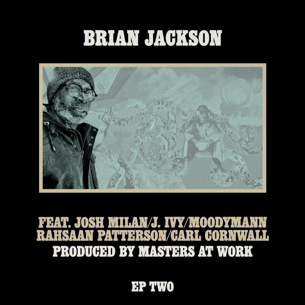 Black vinyl record cover featuring portrait of Brian Jackson and collaborators.