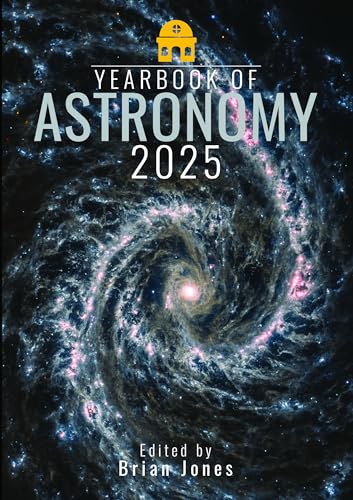 Yearbook of Astronomy 2025 cover with a spiral galaxy image.