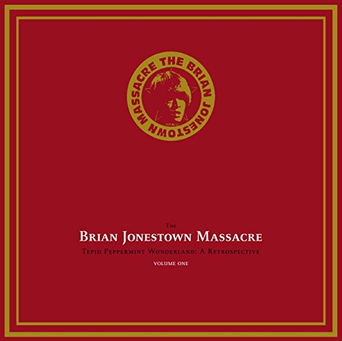 Red album cover with a gold circular band logo and white text at bottom.