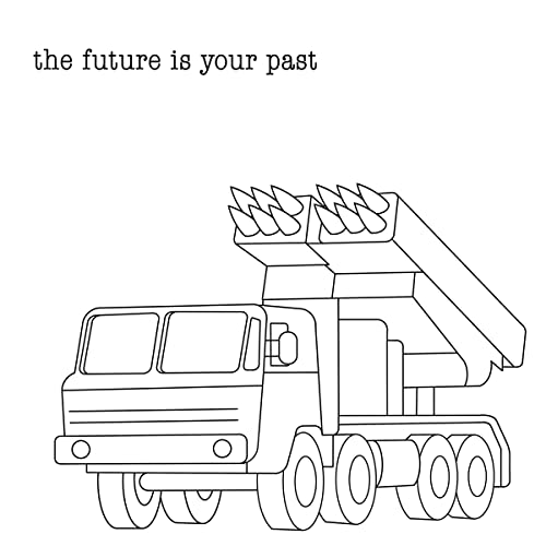 Black and white line drawing of a dump truck, text above.